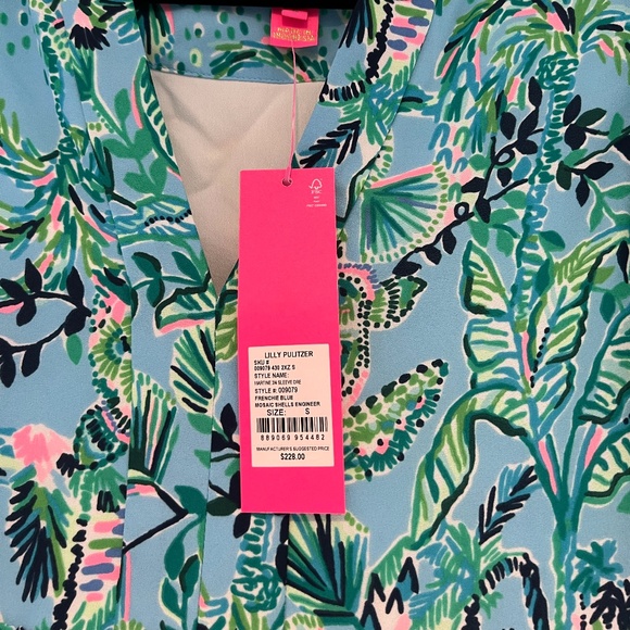 Martine 3/4 Sleeve Dress Frenchie Blue Mosaic Shells Engineered Dress - Picture 5 of 6